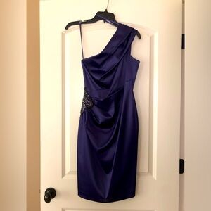Eliza J deep purple one shoulder dress, size 2